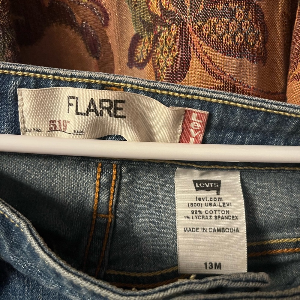 Vintage levis with a custom chinese silk hem of 3 inches